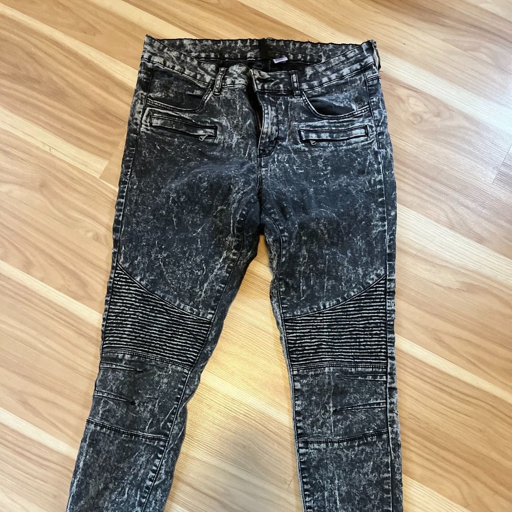 H & M acid wash retro moto jeans, size 10/ 30 in waist